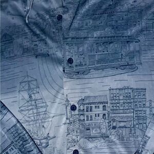 Kennington LTD San Francisco Golden Gate city scape map Print  Button Down Shirt